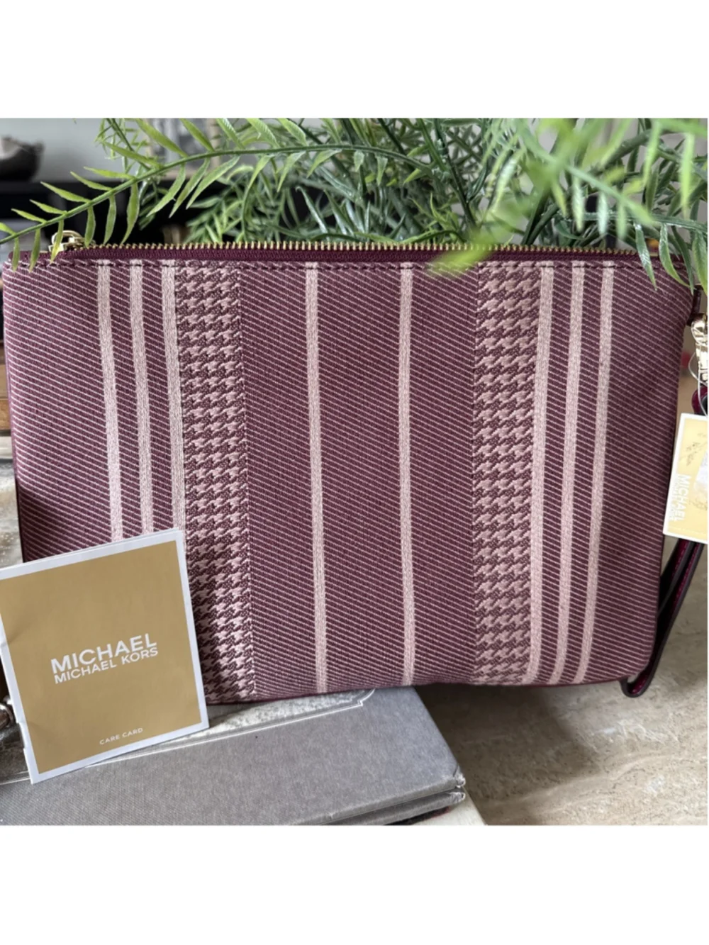 Michael Kors Jet Set Large Zip Clutch Wristlet Dark Berry Multi NWT